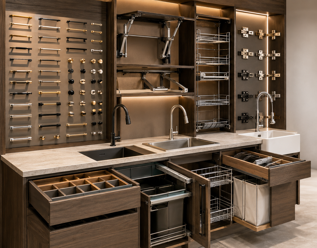 Wide variety of accessories for custom cabinetry projects